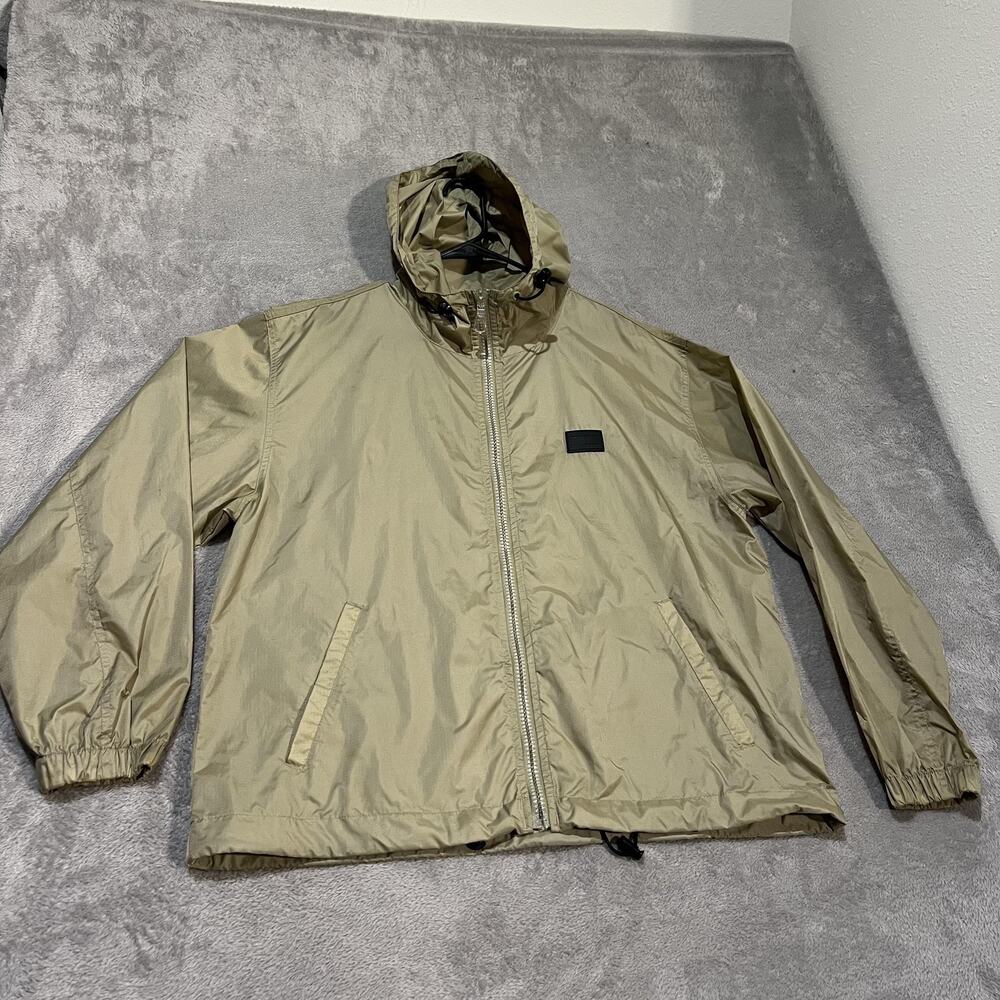 Vintage Tommy Hilfiger Jacket Mens Medium Beige Hooded Nylon Windbreaker 90s